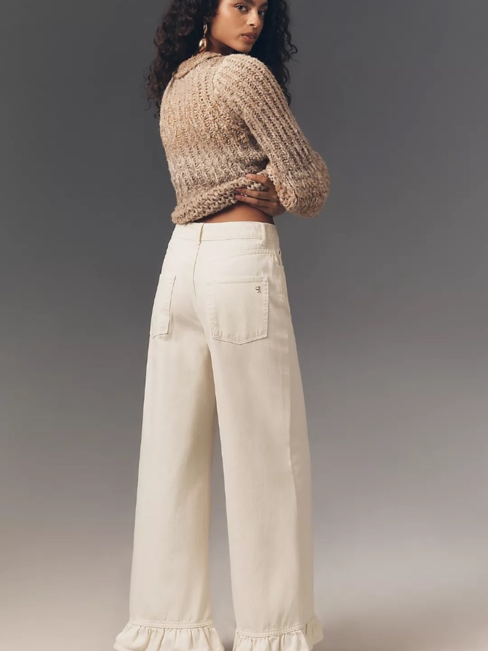 NWT Anthropologie Pilcro Scandi Mid-Rise Wide Leg Ruffle Hem Jeans 30 - Picture 3 of 4
